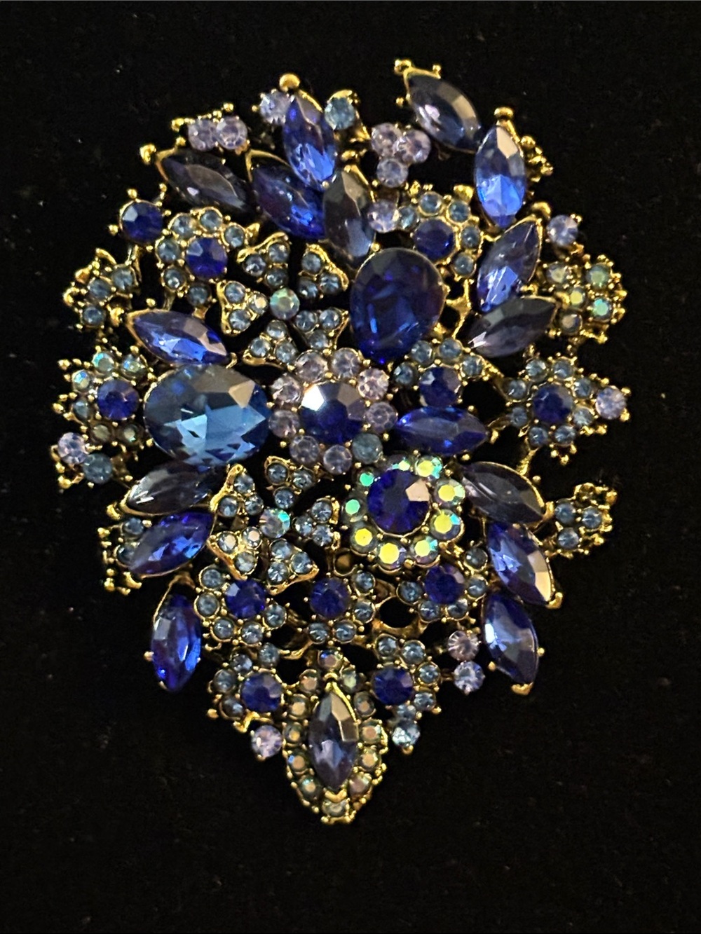 Blue Crystal Statement Brooch